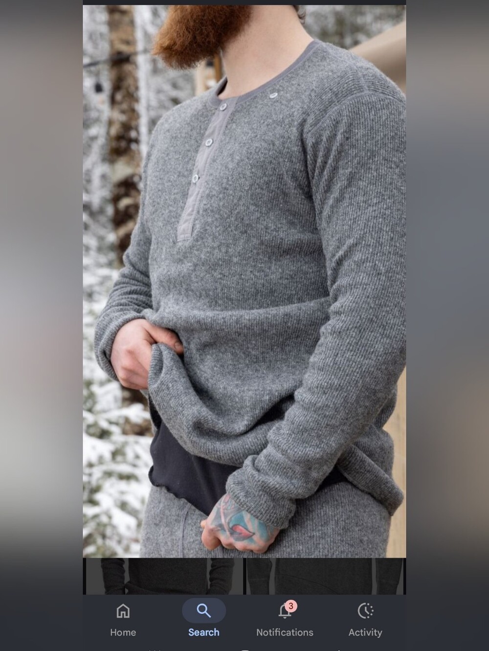 2 BundleNew Missing Tag From The Factory Men's Crewneck Henley Sweater in Gray